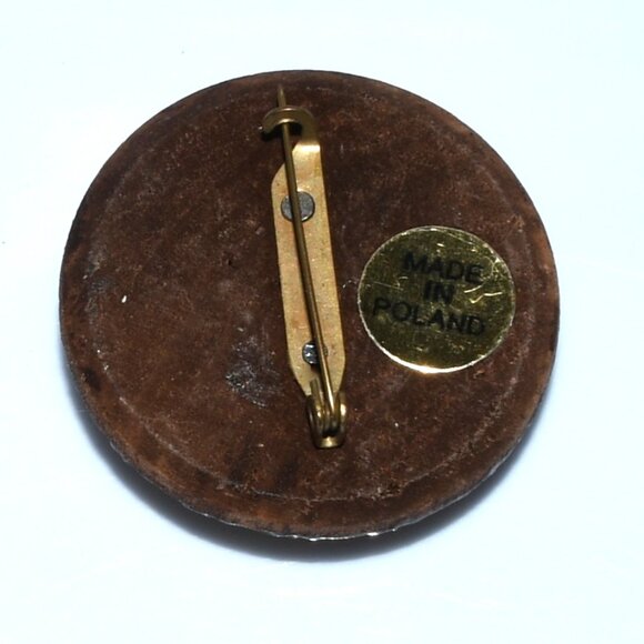 Wood Carved Hand Painted Flower Brooch - Poland - Picture 3 of 6